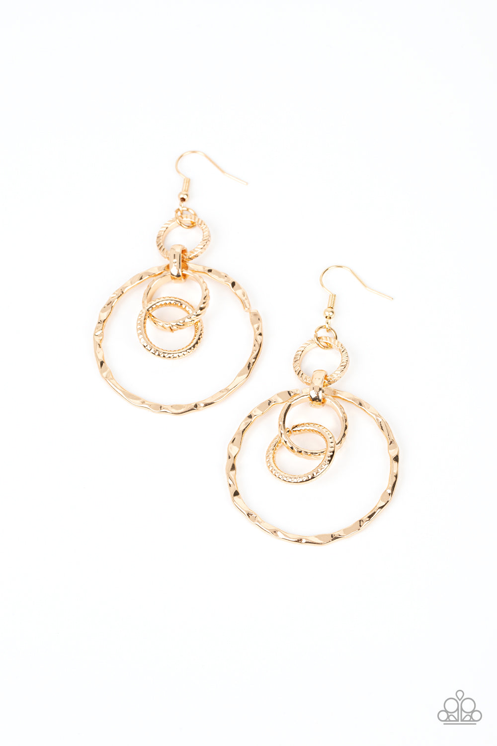 Twisted Temptation - Gold Hammered Link Earring Paparazzi E1515