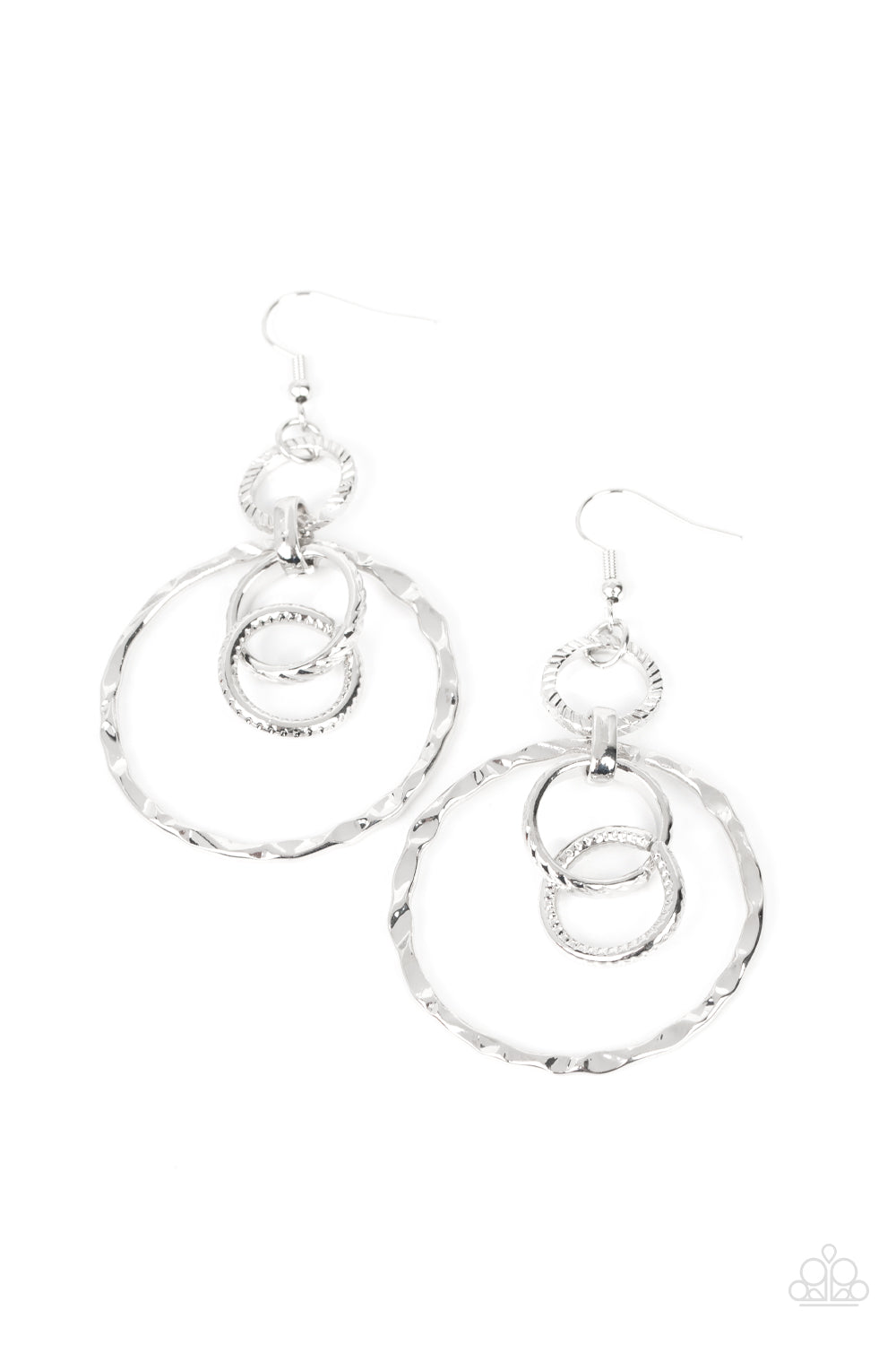 Twisted Temptation - Silver Hammered Hoop Santa Fe Style Earring Paparazzi E1623