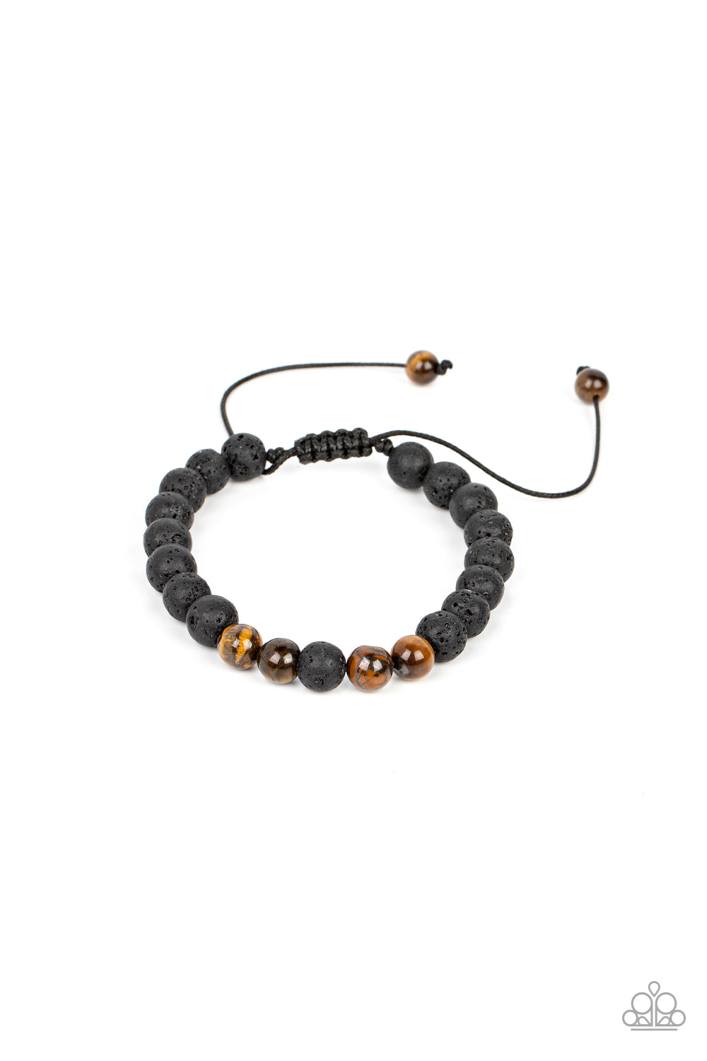 Alternative Rock - Brown Tiger's Eye Stone & Black Lava Rock Urban Bracelet Paparazzi B1014