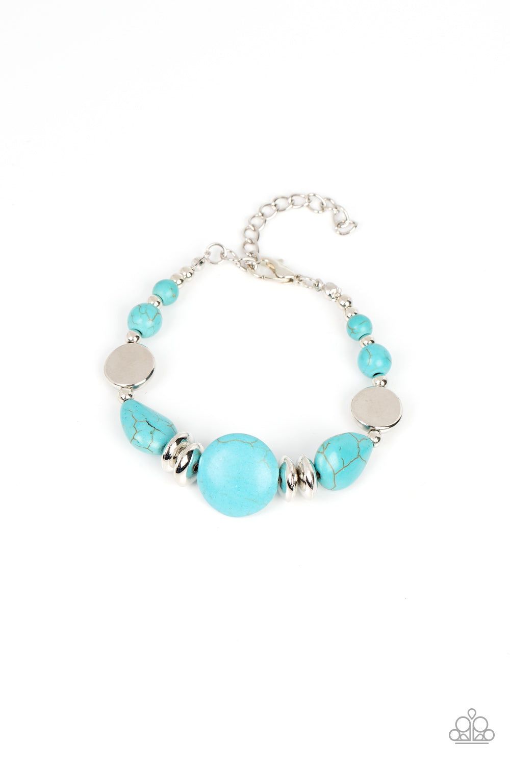 Mesa Vista - Blue Turquoise Stone Bead Santa Fe Style Bracelet Paparazzi B1054