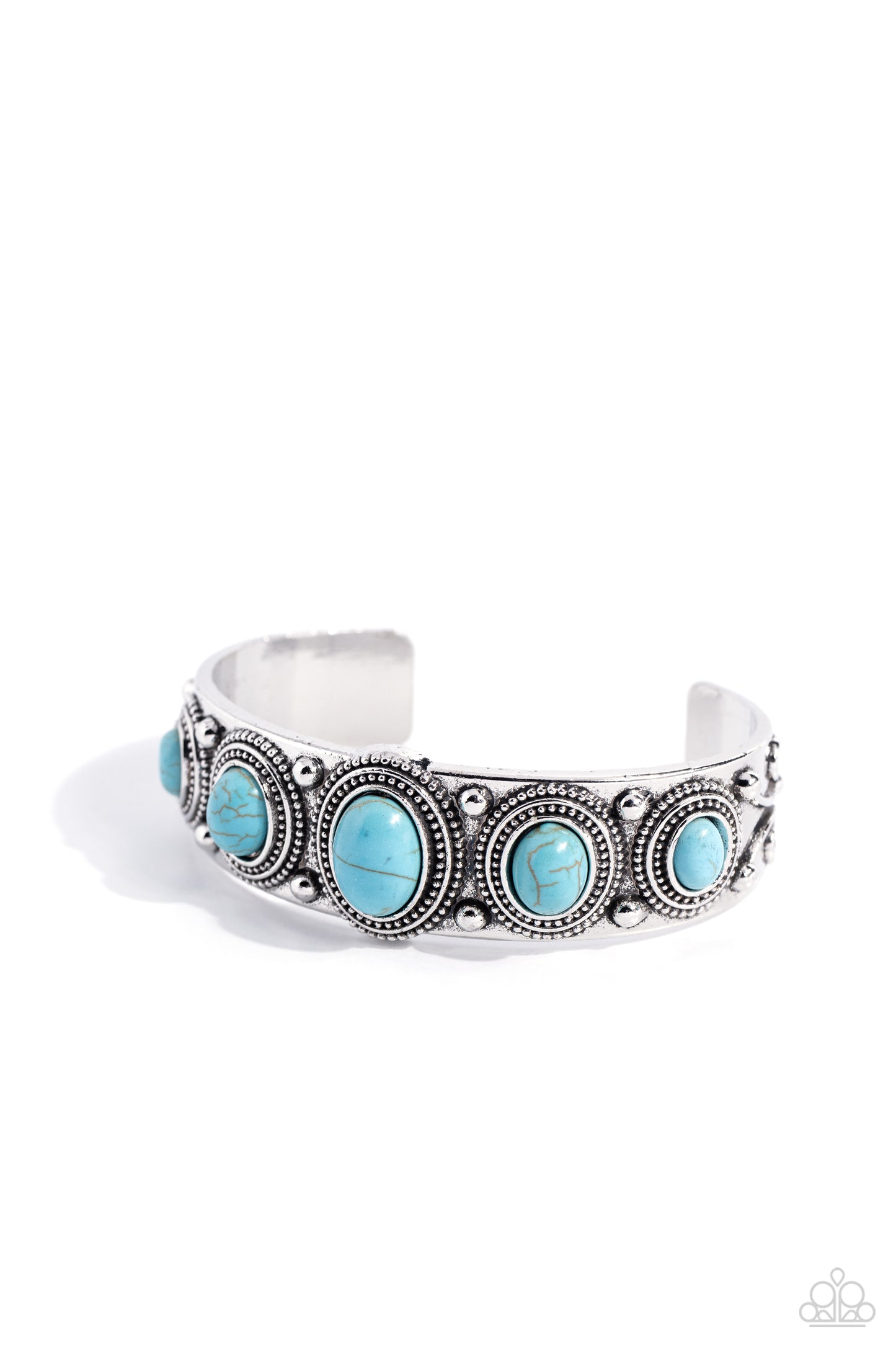 Mesa Mystery - Blue Turquoise Stone Santa Fe Style Cuff Bracelet Paparazzi B1402