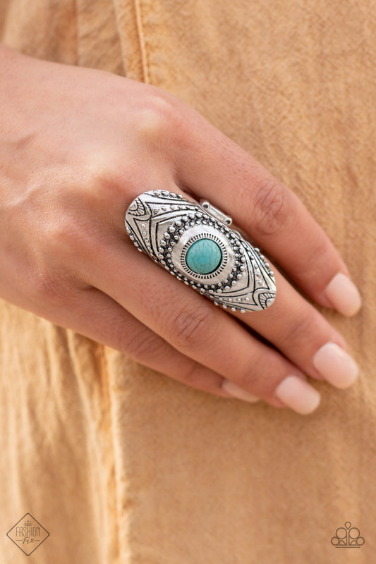 Rural Residence - Blue Cracked Stone Ring March 2022 Fashion Fix Paparazzi R0252