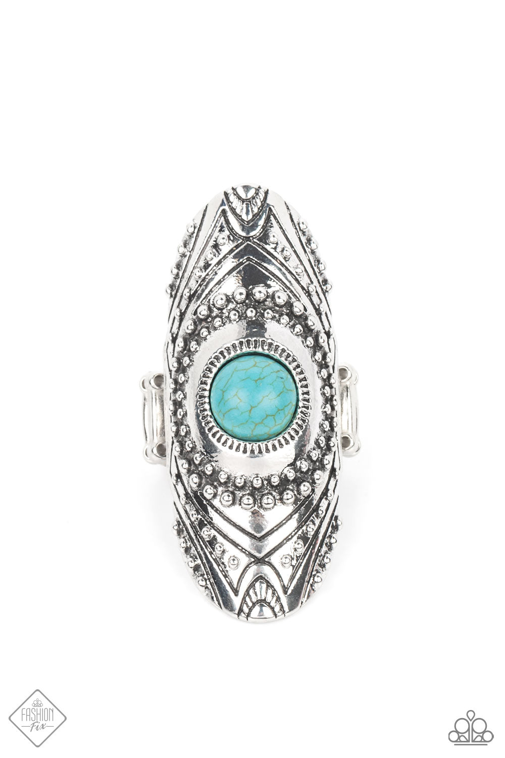 Rural Residence - Blue Cracked Stone Ring March 2022 Fashion Fix Paparazzi R0252