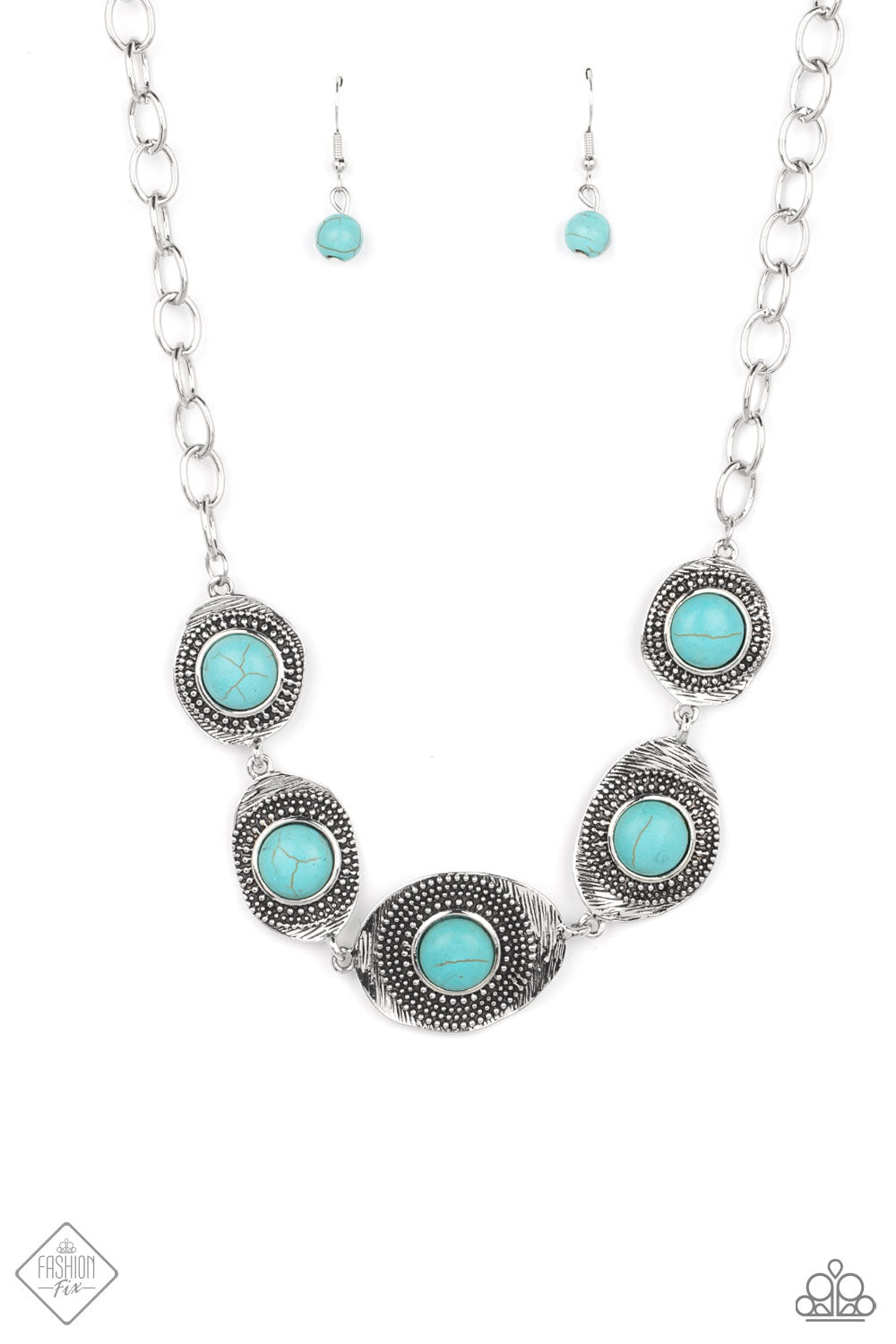 Homestead Harmony - Blue Cracked Stone Necklace March 2022 Fashion Fix Paparazzi N0721