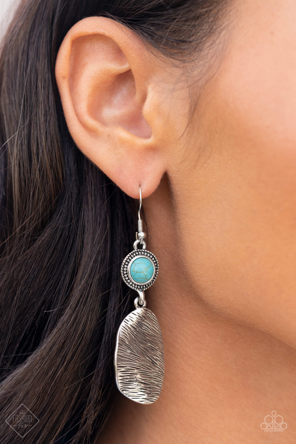 HOMESTEAD on the Range - Blue Cracked Stone Earring March 2022 Fashion Fix Paparazzi E0523