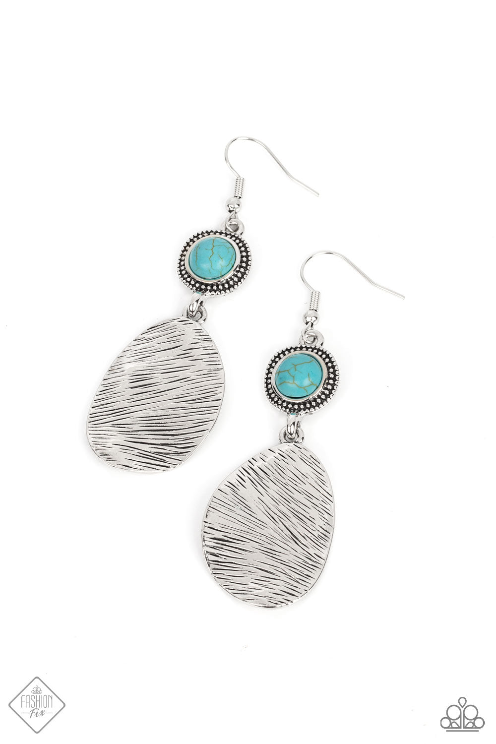 HOMESTEAD on the Range - Blue Cracked Stone Earring March 2022 Fashion Fix Paparazzi E0523