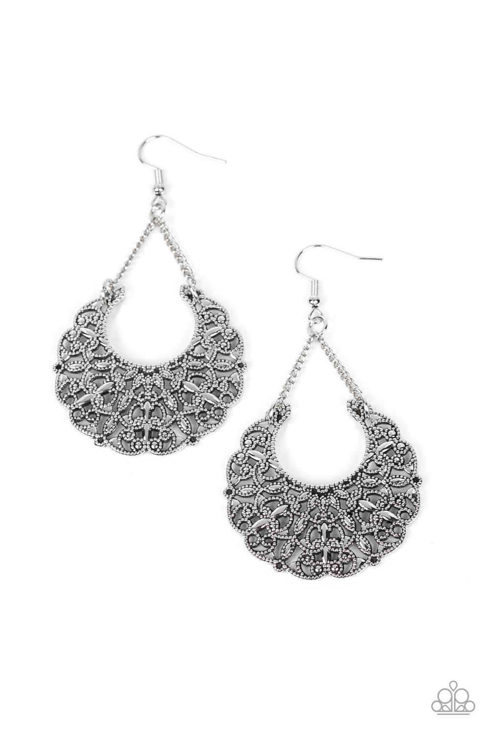 Country Cornucopia - Silver Floral Earring Paparazzi E1721