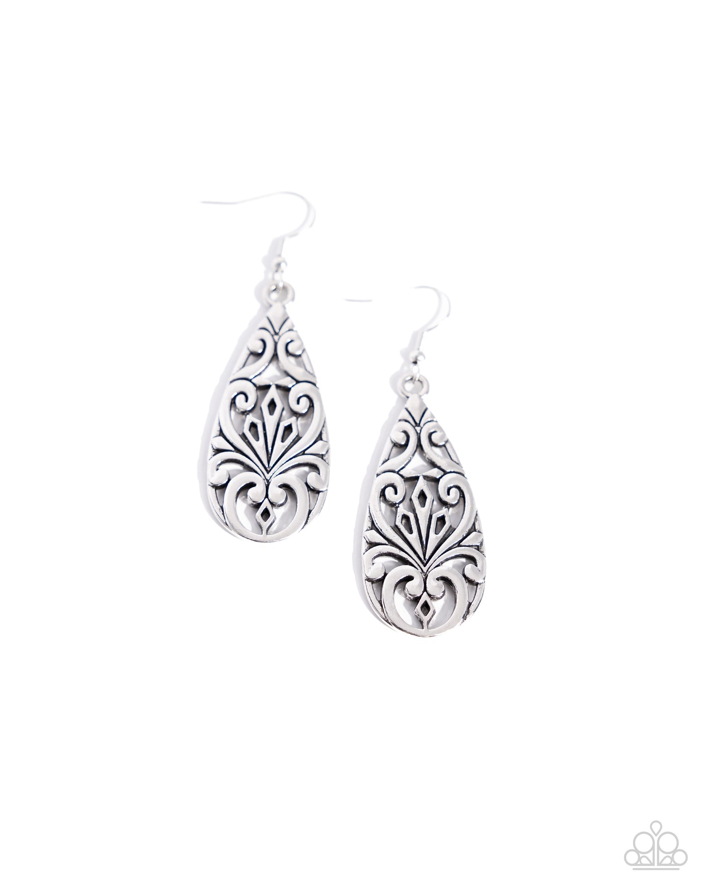 Eastern Elements - Silver Antiqued Finish Filigree Earring Paparazzi E2001