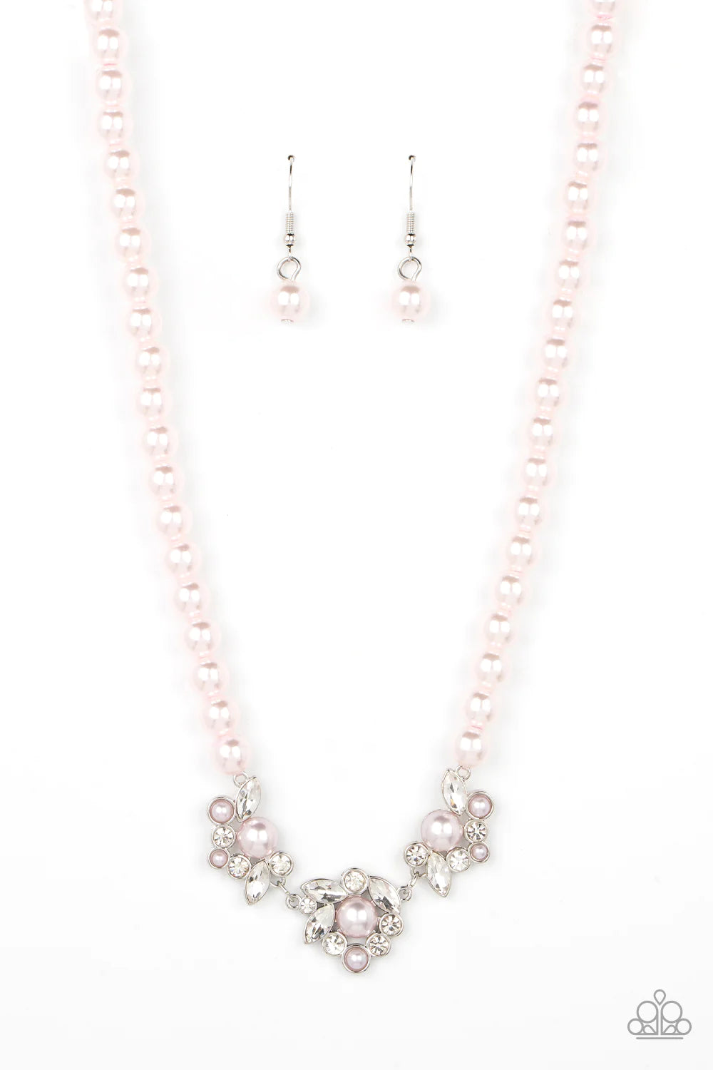 Royal Renditions Pink Pearl White Rhinestone Necklace Paparazzi N1461