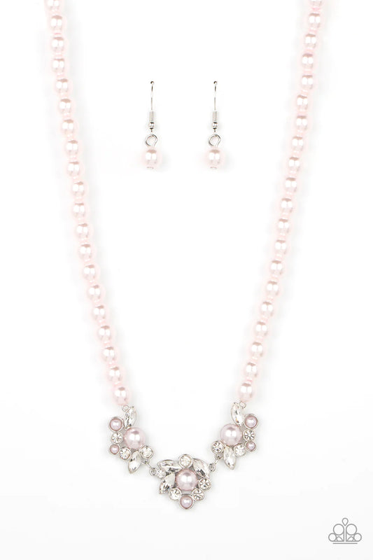 Royal Renditions Pink Pearl White Rhinestone Necklace Paparazzi N1461