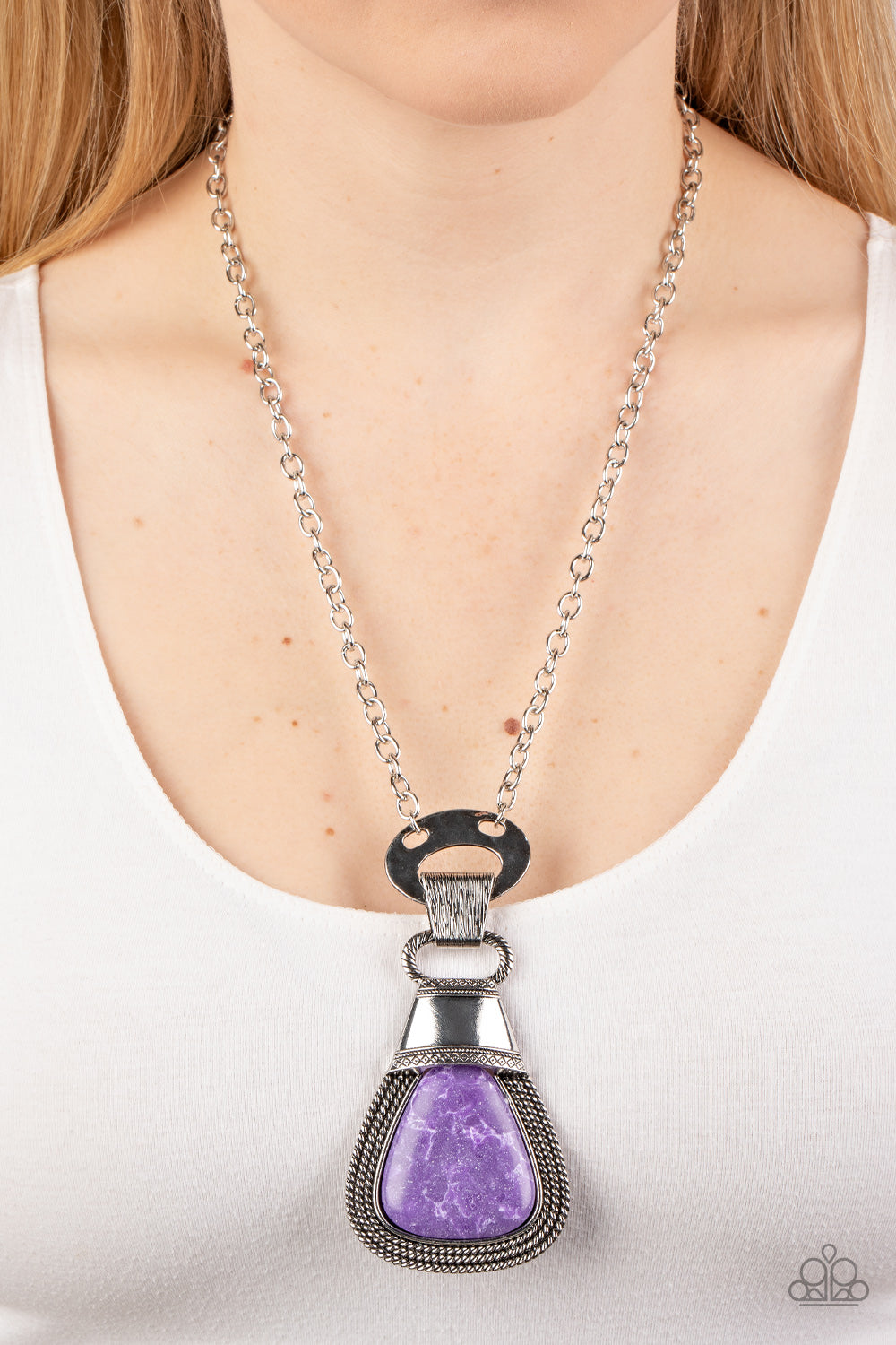 Rodeo Royale - Purple Stone Santa Fe Style Necklace Paparazzi N0903