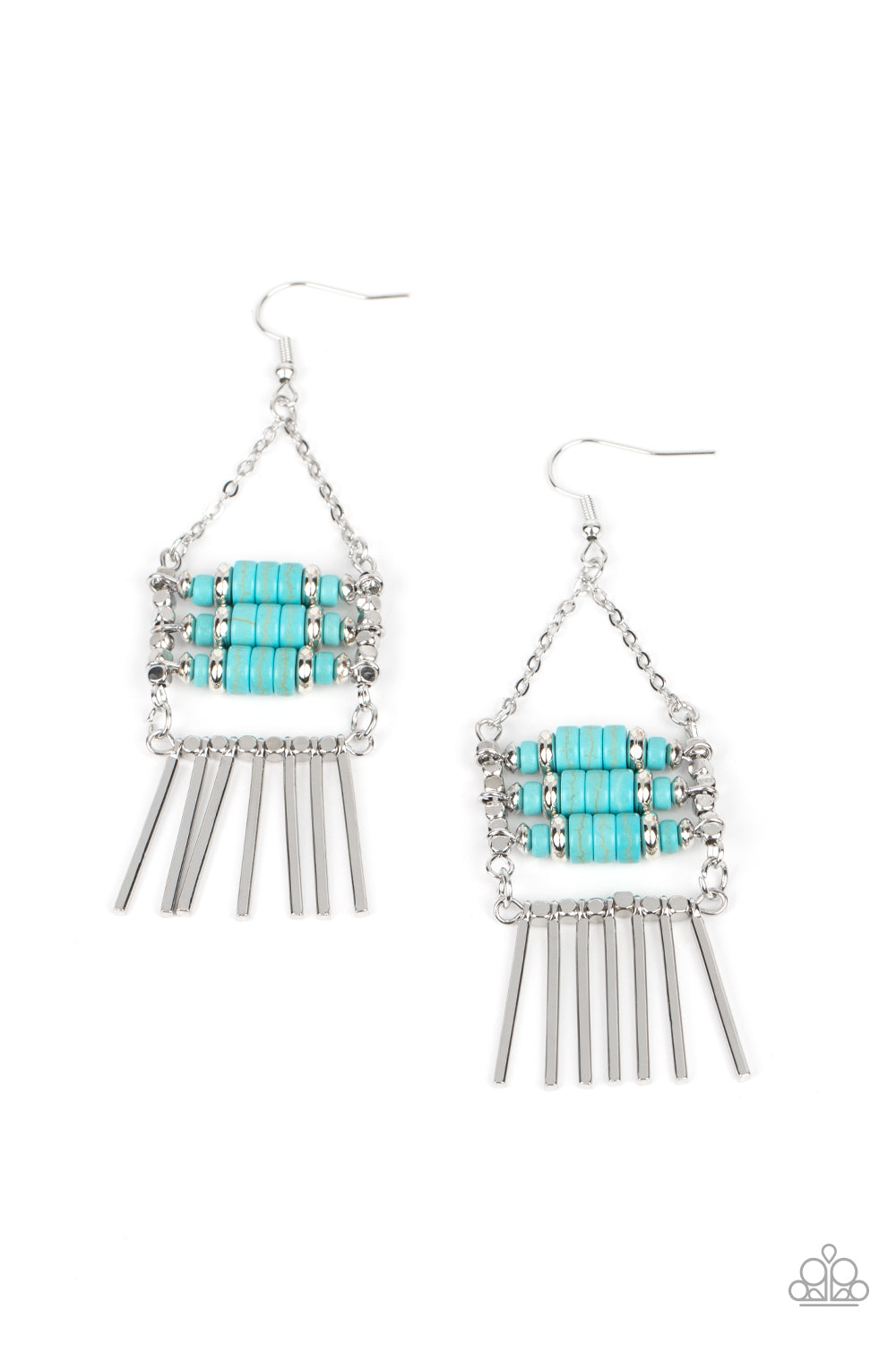 Tribal Tapestry - Blue Turquoise Stone Santa Fe Style Earring Paparazzi E0888