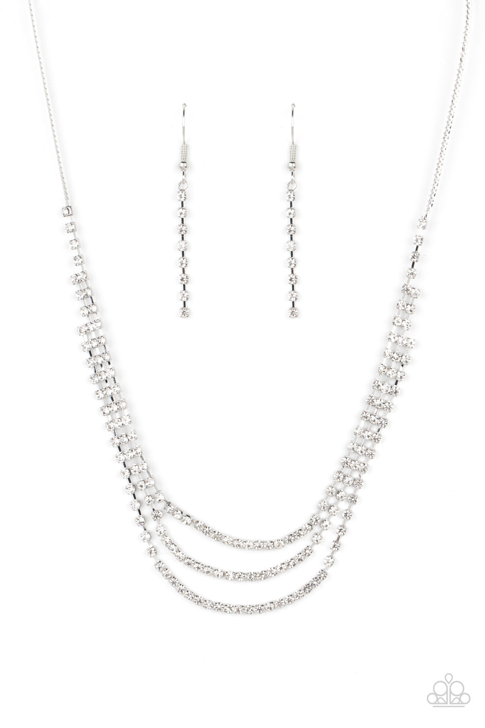 Surreal Sparkle - White Rhinestone Necklace Paparazzi N1237