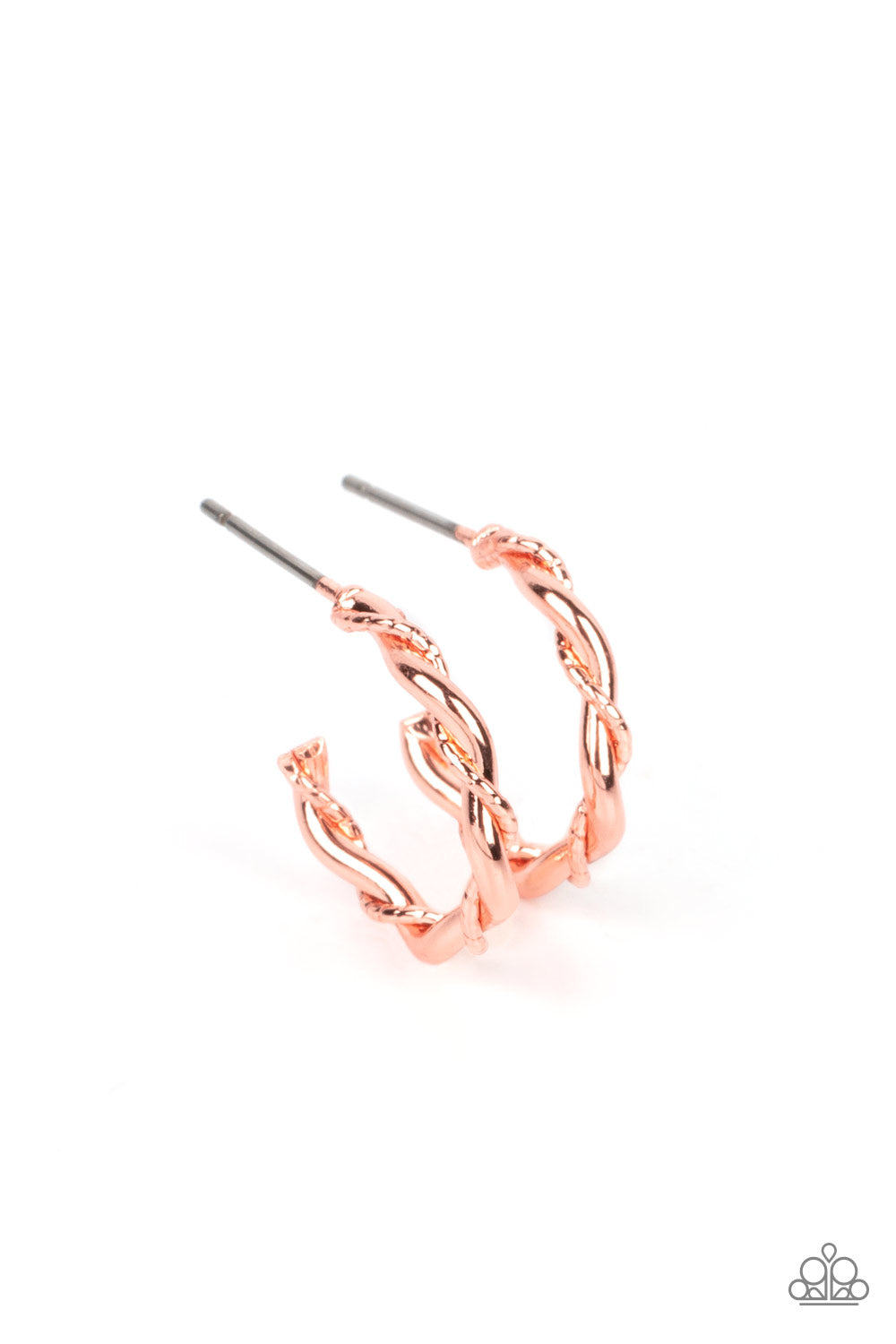 Irresistibly Intertwined - Copper Twist Hoop Earring Paparazzi E0678