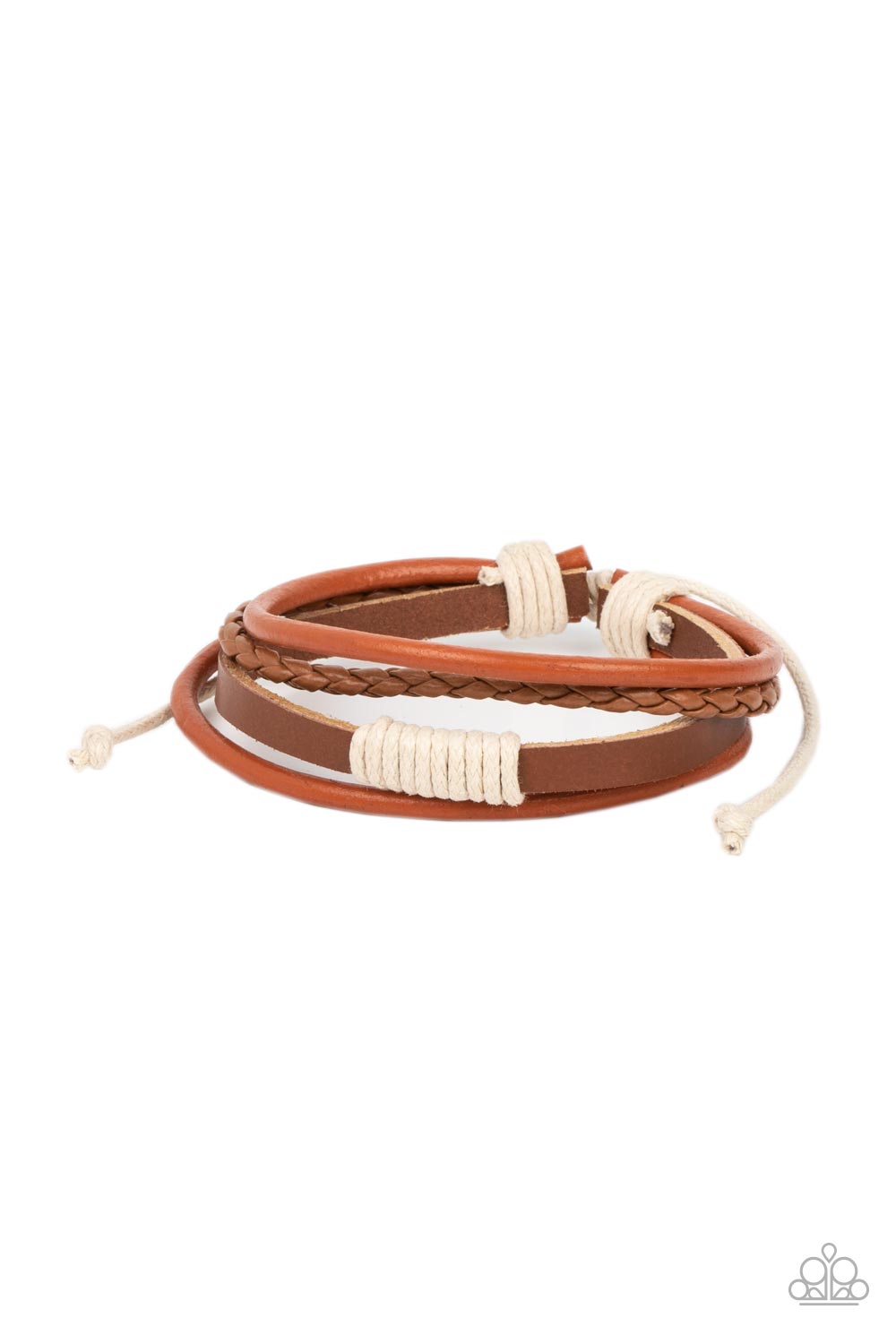 Trail Scout - Orange, Brown, White Urban Sliding Knot Bracelet Paparazzi B1127