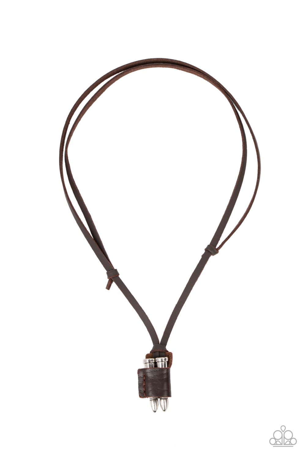 On the Lookout - Brown Leather Urban Adjustable Sliding Knot Closure Necklace Paparazzi N1147