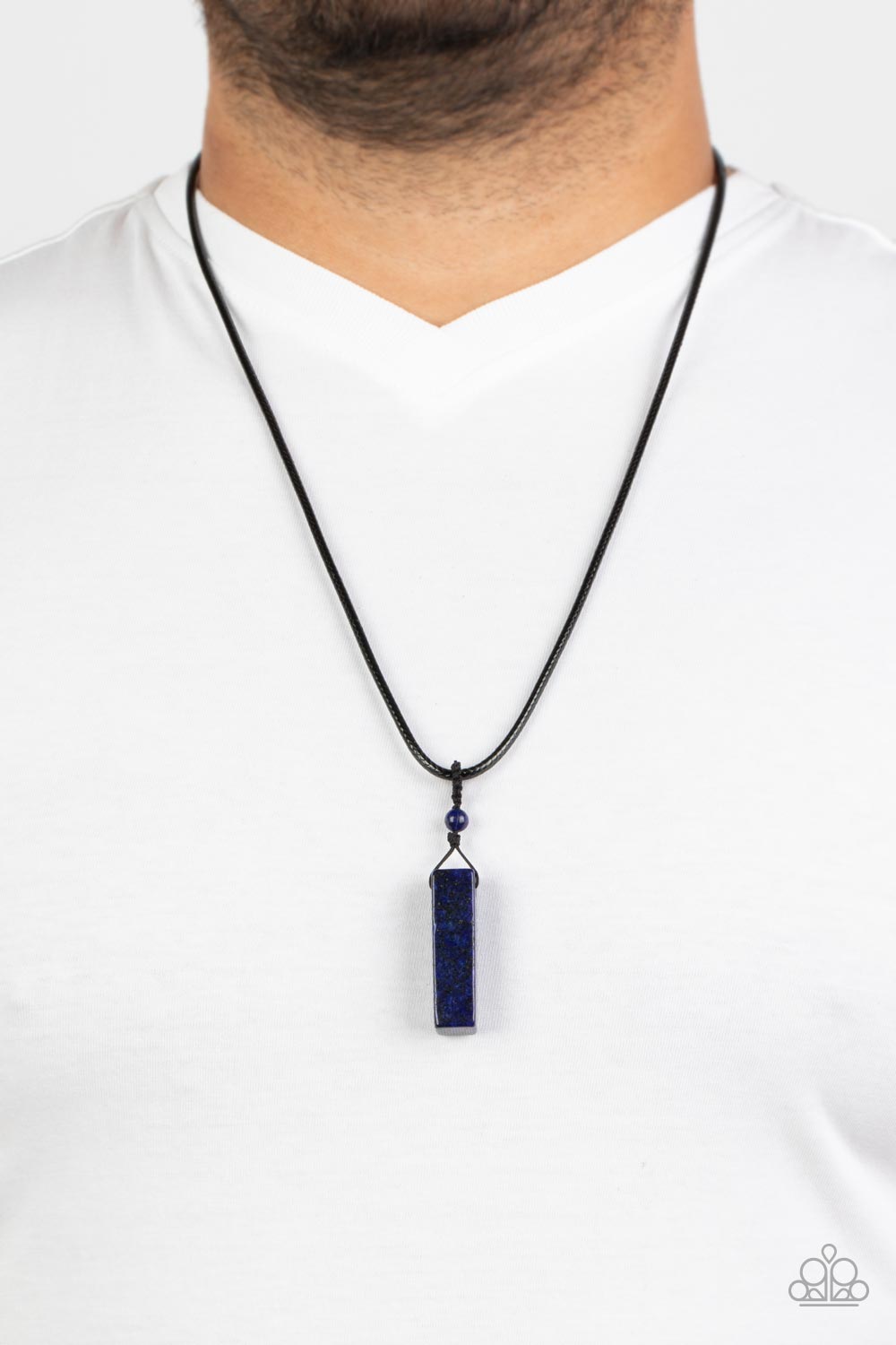 Comes Back ZEN-fold - Blue Lapis Lazuli Stone Pendant Urban Necklace Paparazzi N1955