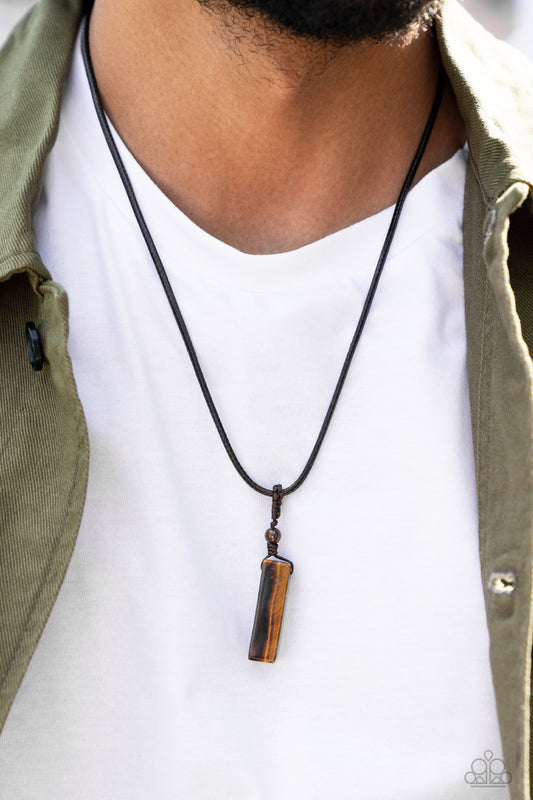 Comes Back ZEN-fold - Brown Tiger's Eye Urban Necklace Paparazzi N1037 Convention Exclusive