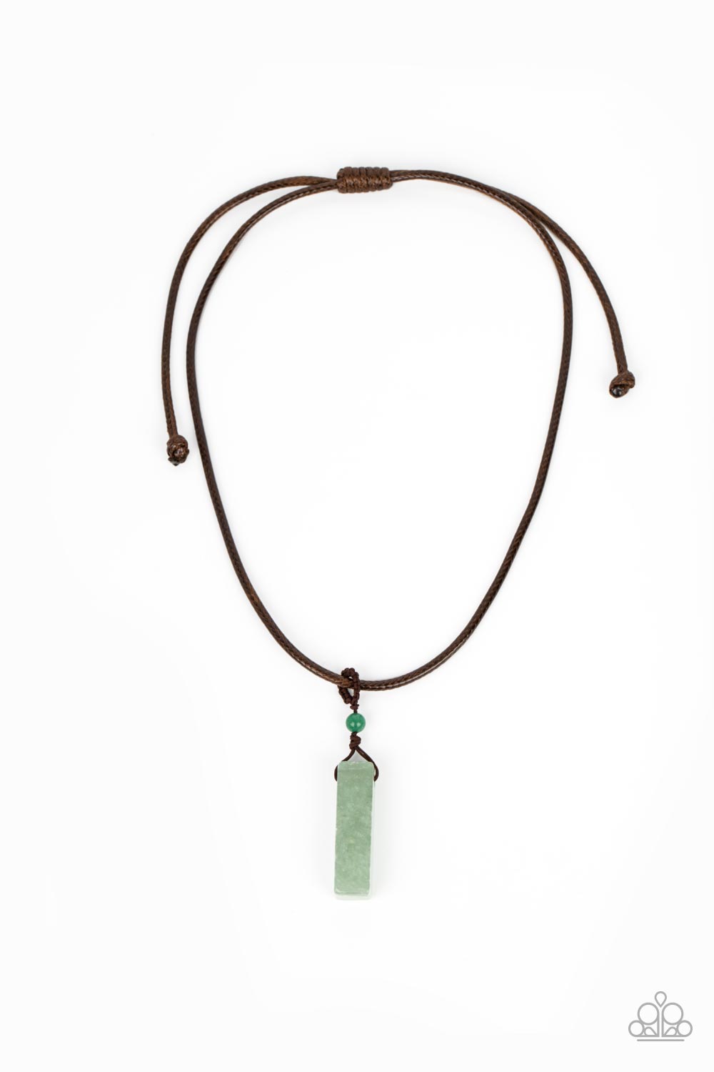 Comes Back ZEN-fold - Green Jade Stone Urban Sliding Knot Necklace Paparazzi N1234