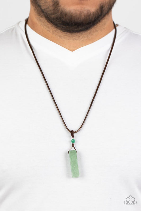 Comes Back ZEN-fold - Green Jade Stone Urban Sliding Knot Necklace Paparazzi N1234