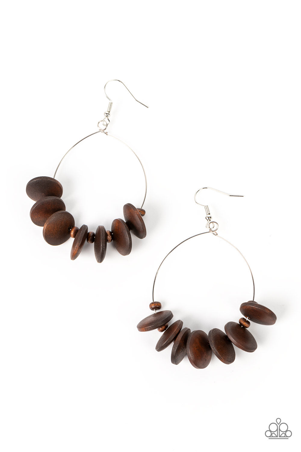 Surf Camp - Brown Wooden Bead Earring Paparazzi E1375