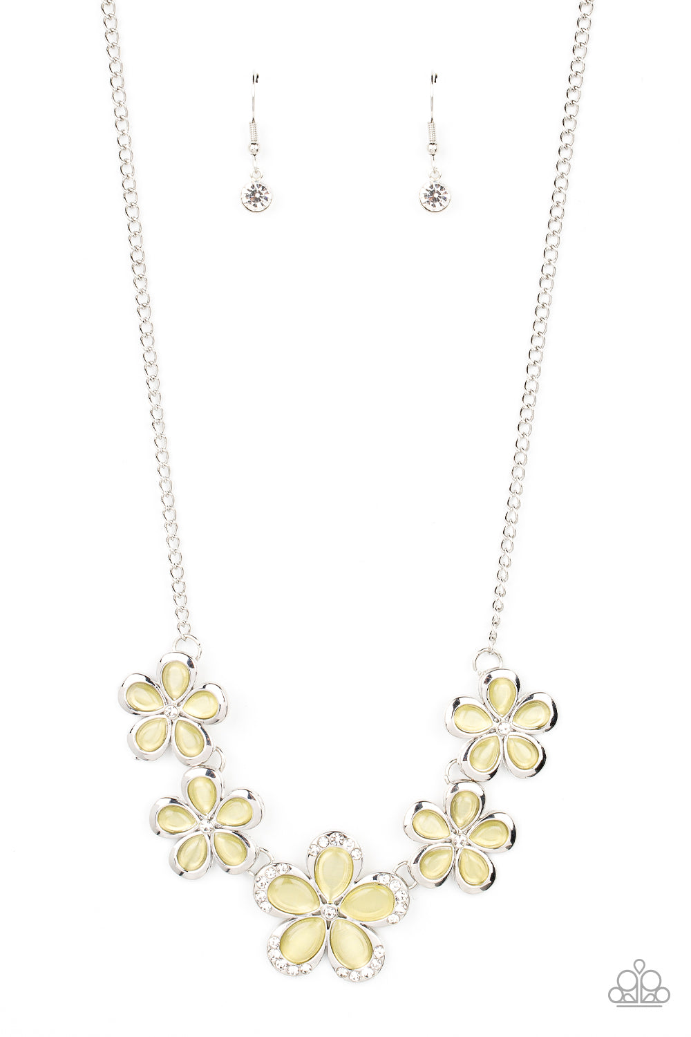 Garden Daydream - Yellow Cat's Eye Stone Flower Necklace Paparazzi N1640