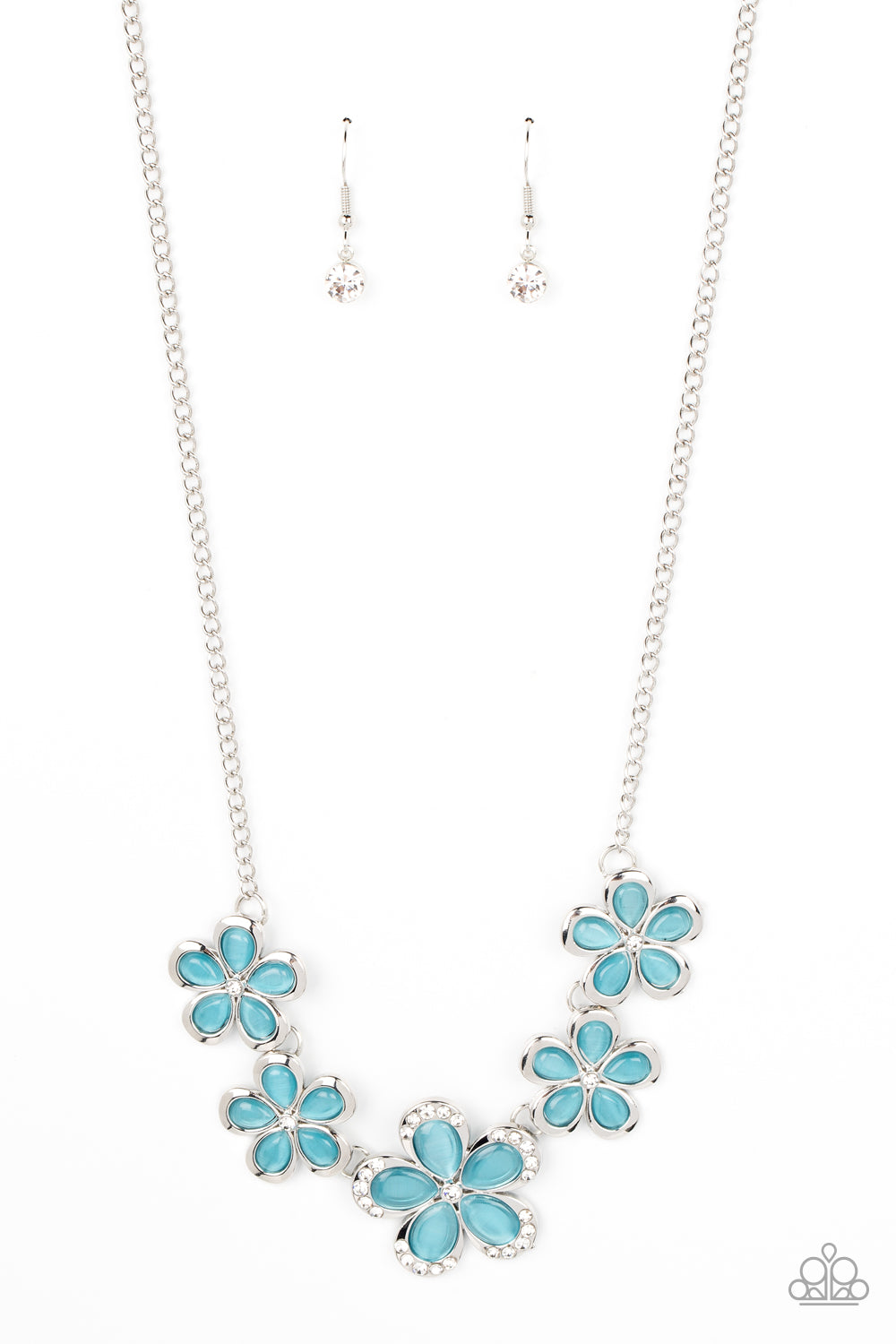 Garden Daydream - Blue Cat's Eye Flower Necklace Paparazzi N1141