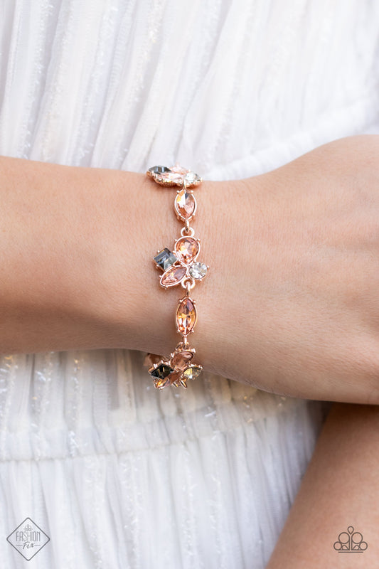 Colorful Captivation - Rose Gold Bracelet April 2022 Fashion Fix Paparazzi B0459