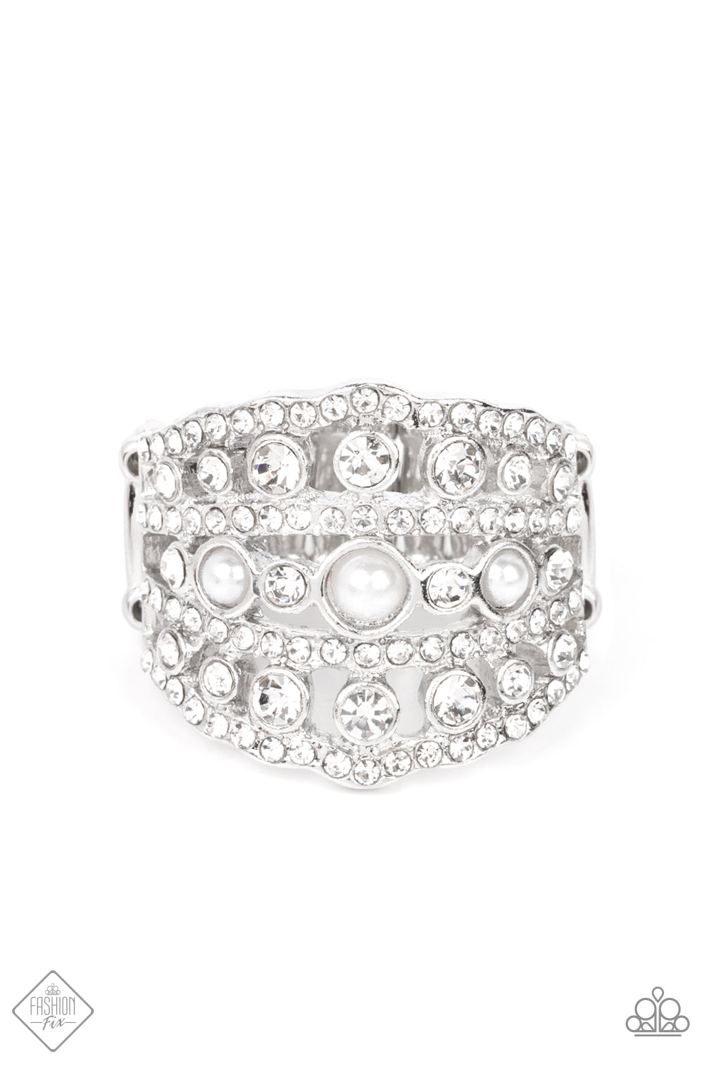 Sailboat Bling - White Rhinestone Ring April 2022 Fashion Fix R0265
