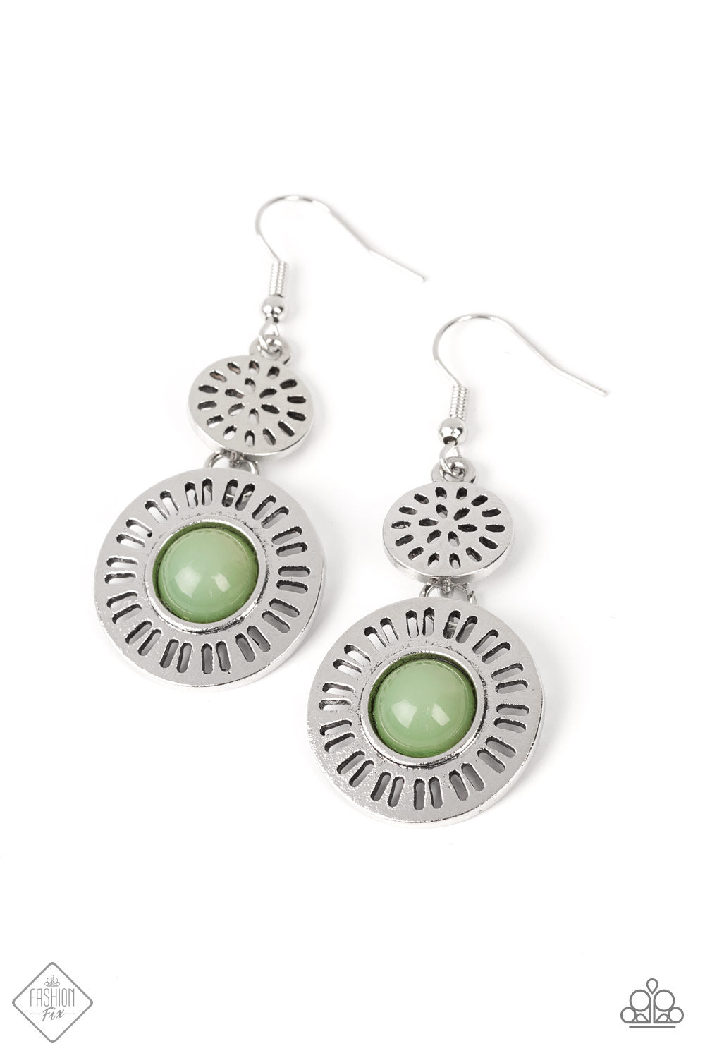 Ocean Orchard - Green Basil Earring March 2022 Fashion Fix Paparazzi E0520