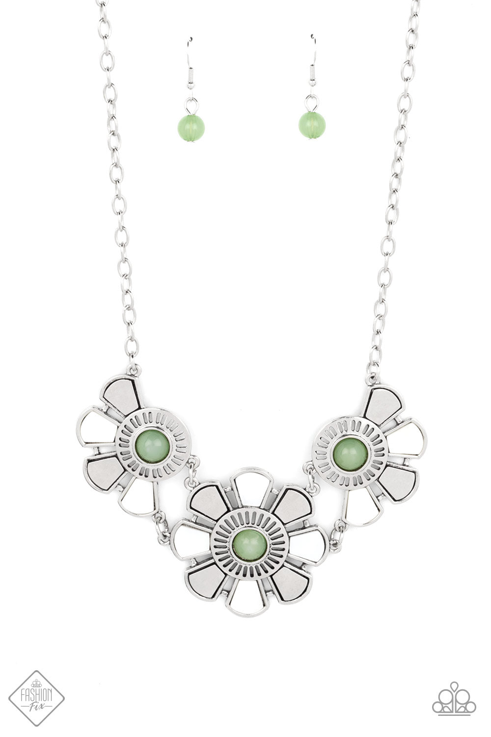Aquatic Garden - Green Basil Flower Necklace March 2022 Fashion Fix Paparazzi N0718