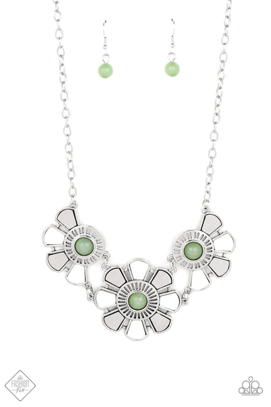 Aquatic Garden - Green Basil Flower Necklace March 2022 Fashion Fix Paparazzi N0718