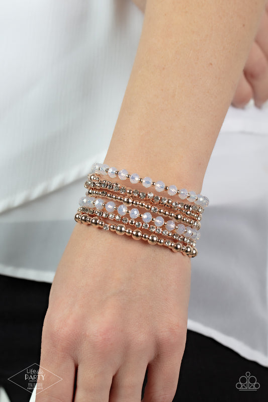 ICE Knowing You - Rose Gold Coil Bracelet Pink Diamond Life Of The Party Exclusive Paparazzi B0609
