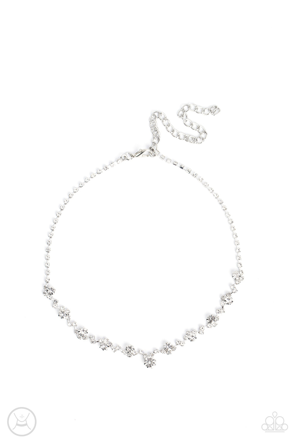 Regal Rebel - White Rhinestone Choker Necklace Paparazzi N1082