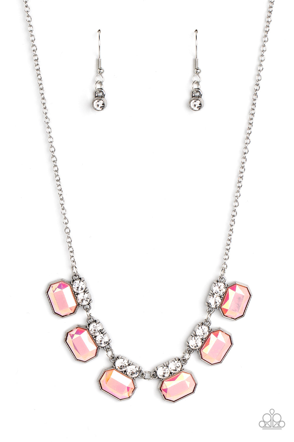 Interstellar Inspiration - Pink Iridescent Rhinestone Necklace Paparazzi N0874