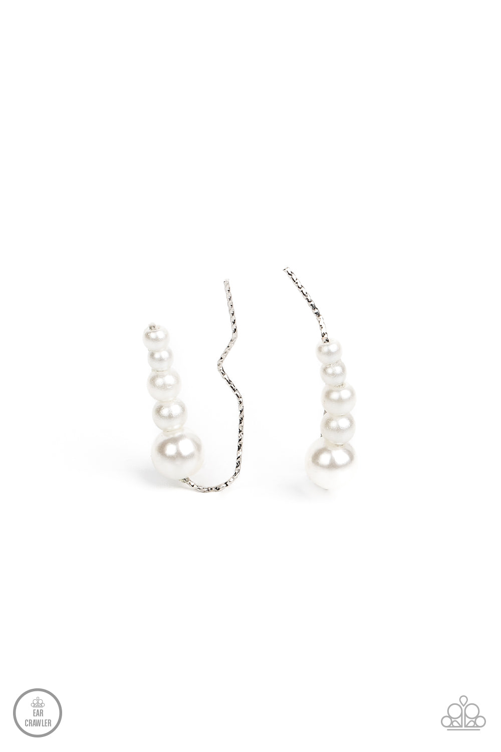 Dropping into Divine - White Pearl Ear Crawler Earring Paparazzi E1193