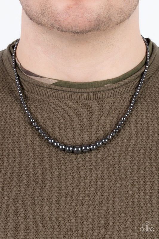 Beg, Borrow, or STEEL - Black Gun Metal Necklace Paparazzi N1102