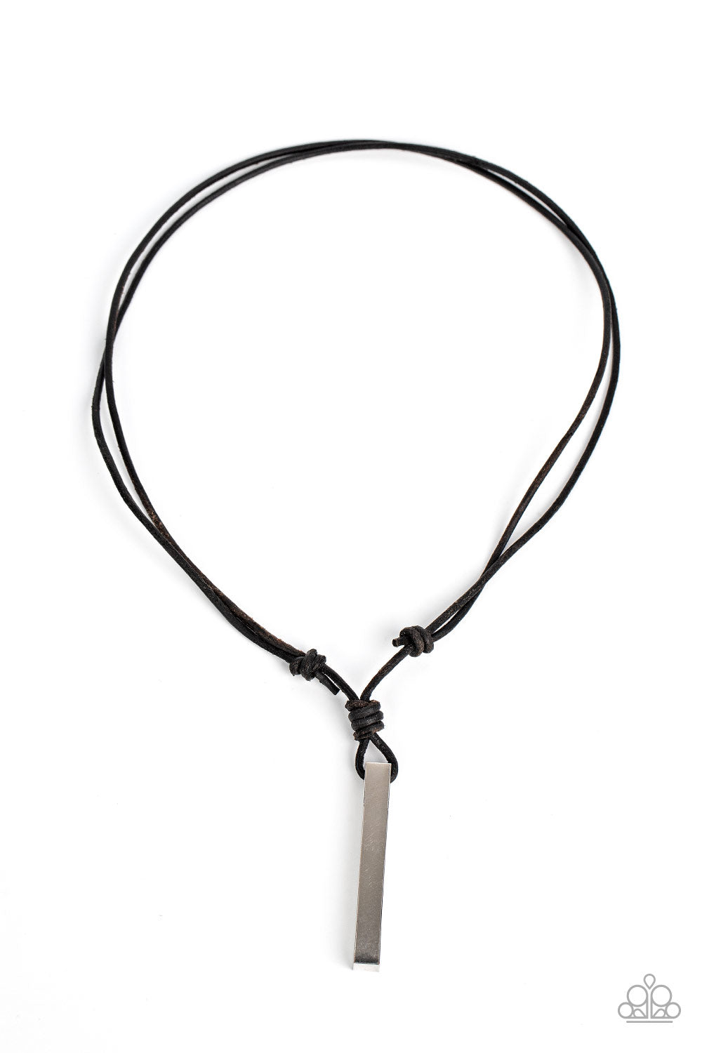 Mechanical Maintenance - Silver Pendant Black Suede Cord Urban Necklace Paparazzi N1105