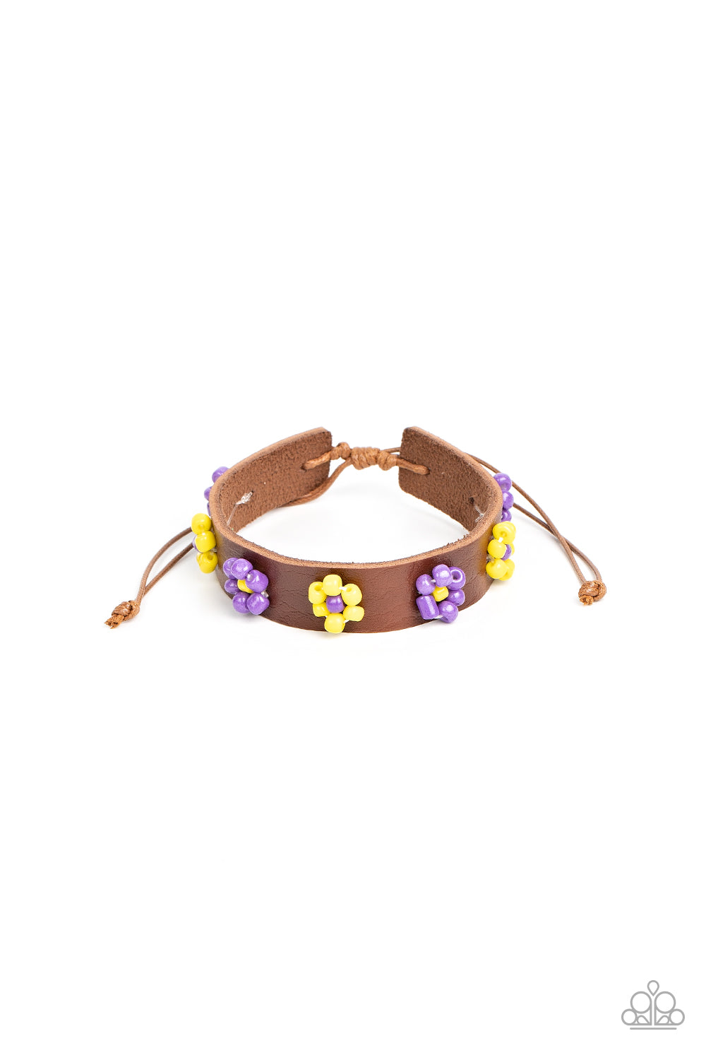 Flowery Frontier - Purple & Yellow Flower Urban Bracelet Paparazzi B1026