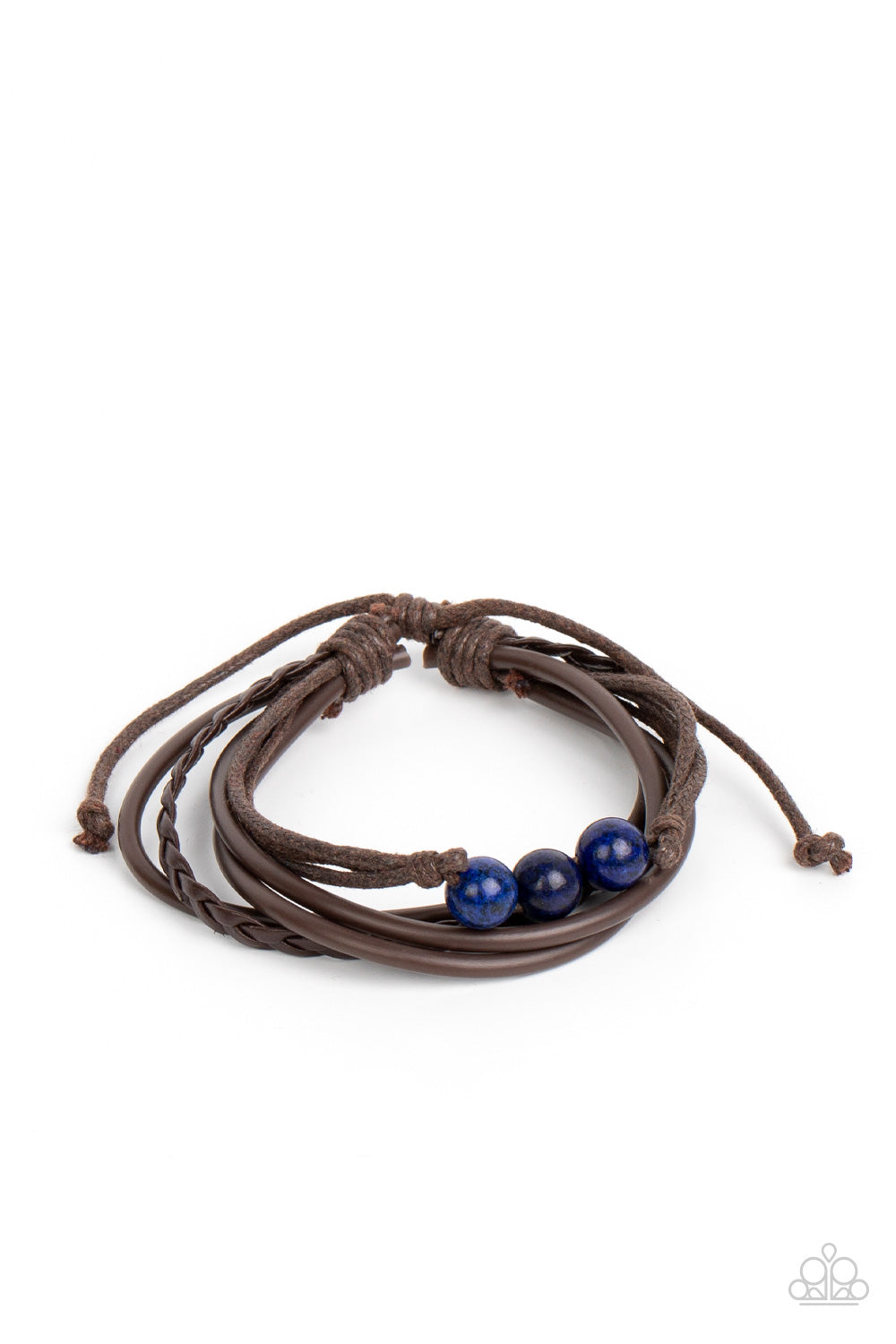 Rest Easy - Blue Lapis Lazuli Stone Leather Urban Bracelet Paparazzi B0934