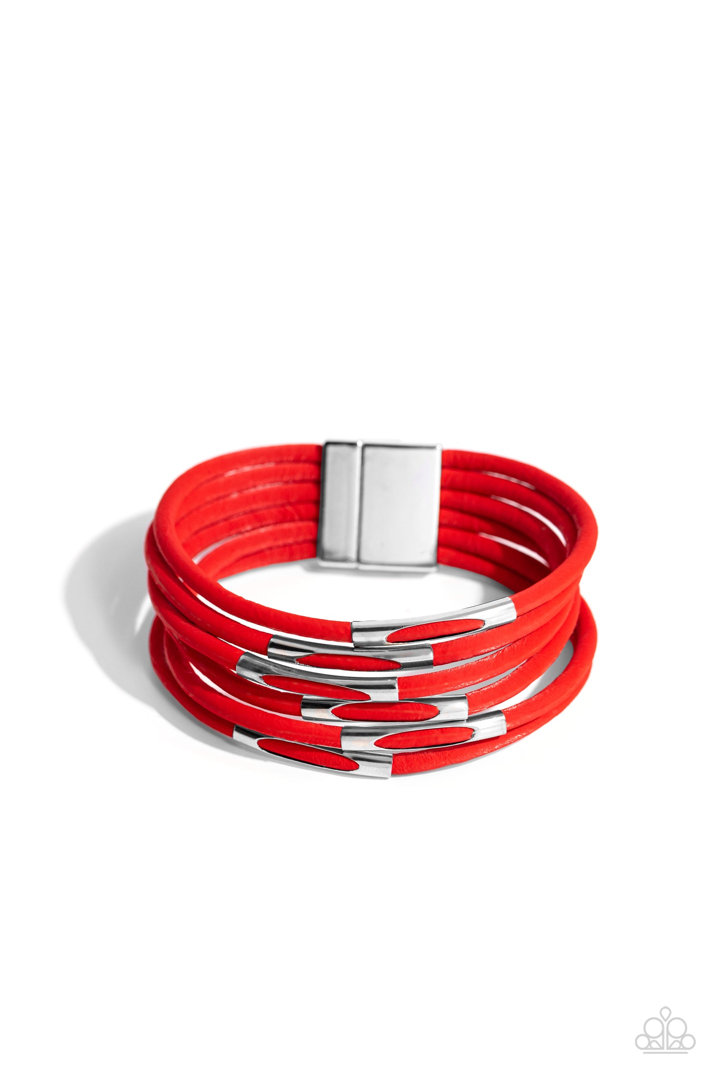 Magnetic Personality - Red Velvet Cording Magnetic Closure Bracelet Paparazzi B1442