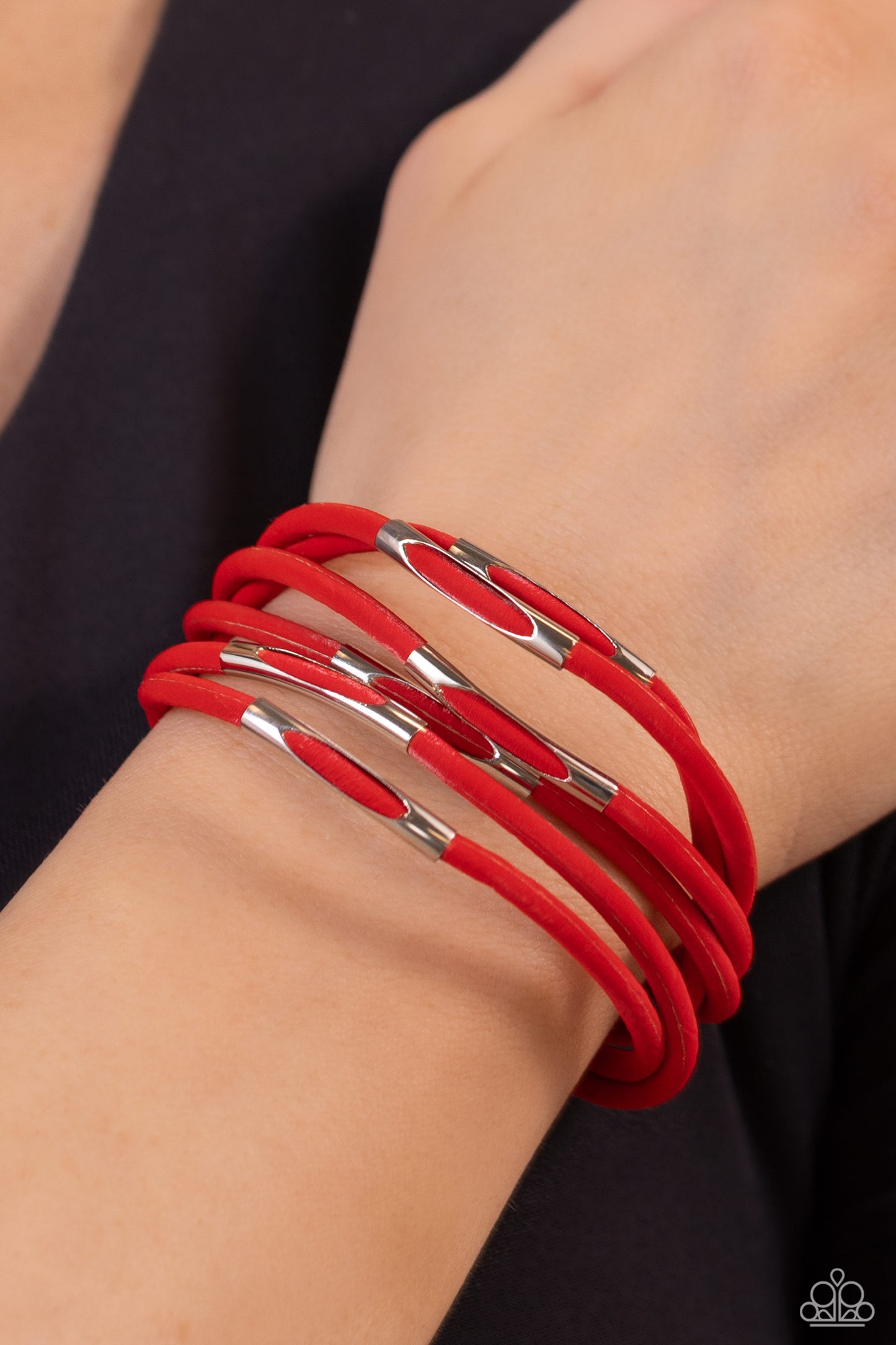 Magnetic Personality - Red Velvet Cording Magnetic Closure Bracelet Paparazzi B1442