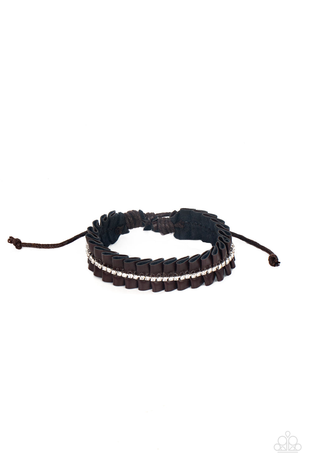 Pretty, Pretty PLEATS Brown Leather Ribbon Sliding Knot Closure Bracelet Paparazzi B0664