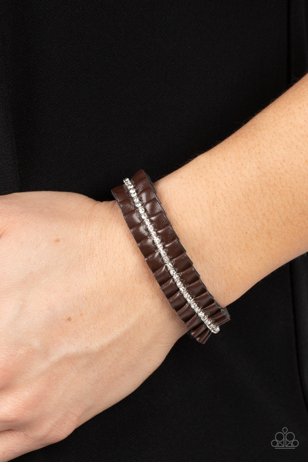 Pretty, Pretty PLEATS Brown Leather Ribbon Sliding Knot Closure Bracelet Paparazzi B0664