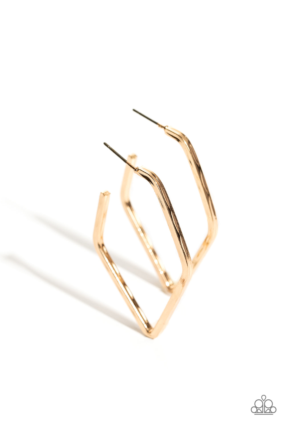 Winning Edge - Gold 1 1/4 Inch Trapezoid Hoop Earring Paparazzi E1741