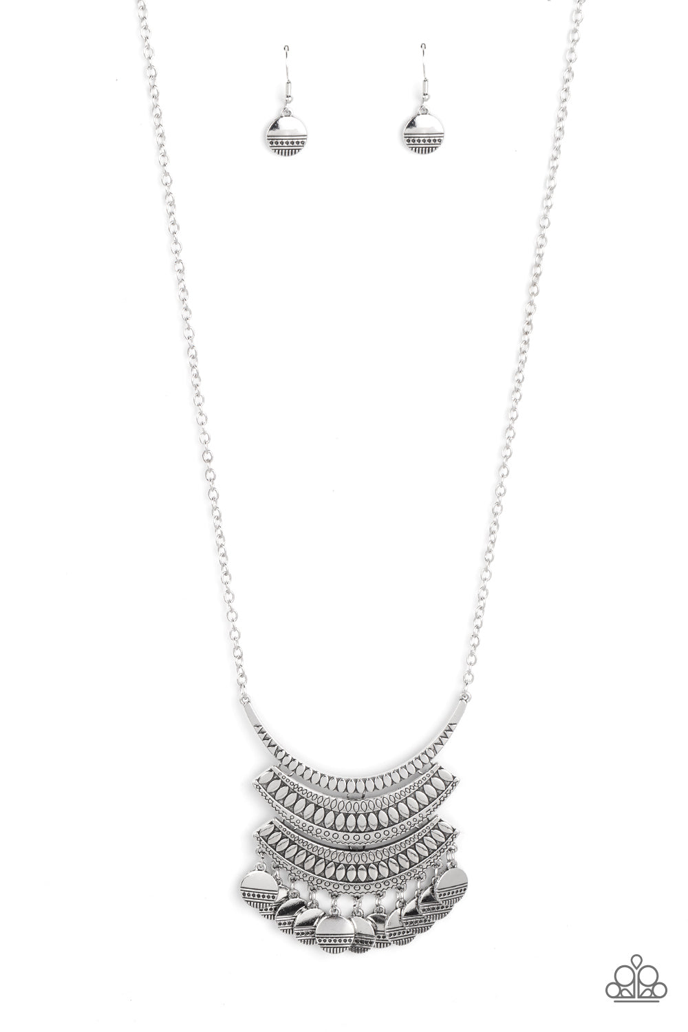 Under the EMPRESS-ion - Silver Geometric Pattern Necklace Paparazzi N1205