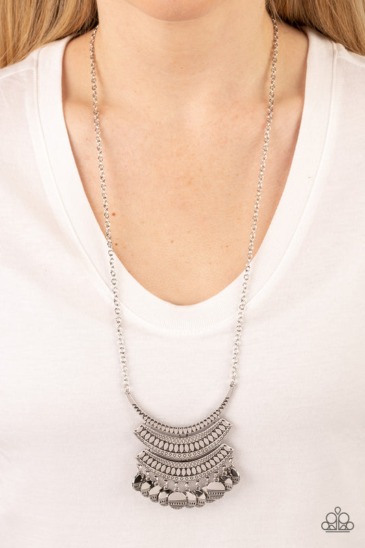 Under the EMPRESS-ion - Silver Geometric Pattern Necklace Paparazzi N1205