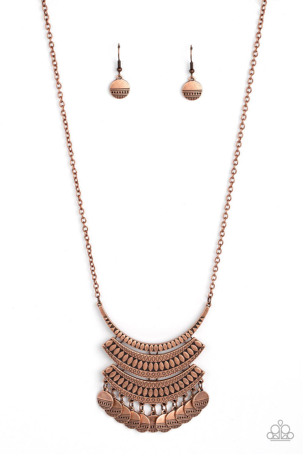 Under the EMPRESS-ion - Copper Antiqued Geometric Necklace Paparazzi N1502