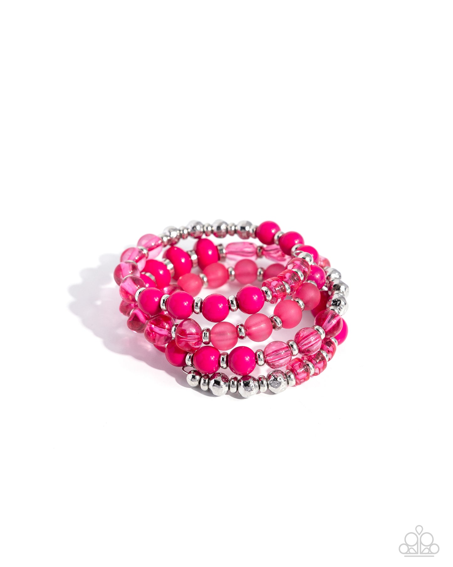 Colorful Charade - Pink Bubbly Glassy, Opaque & Acrylic Bead Coil Bracelet Paparazzi B1493