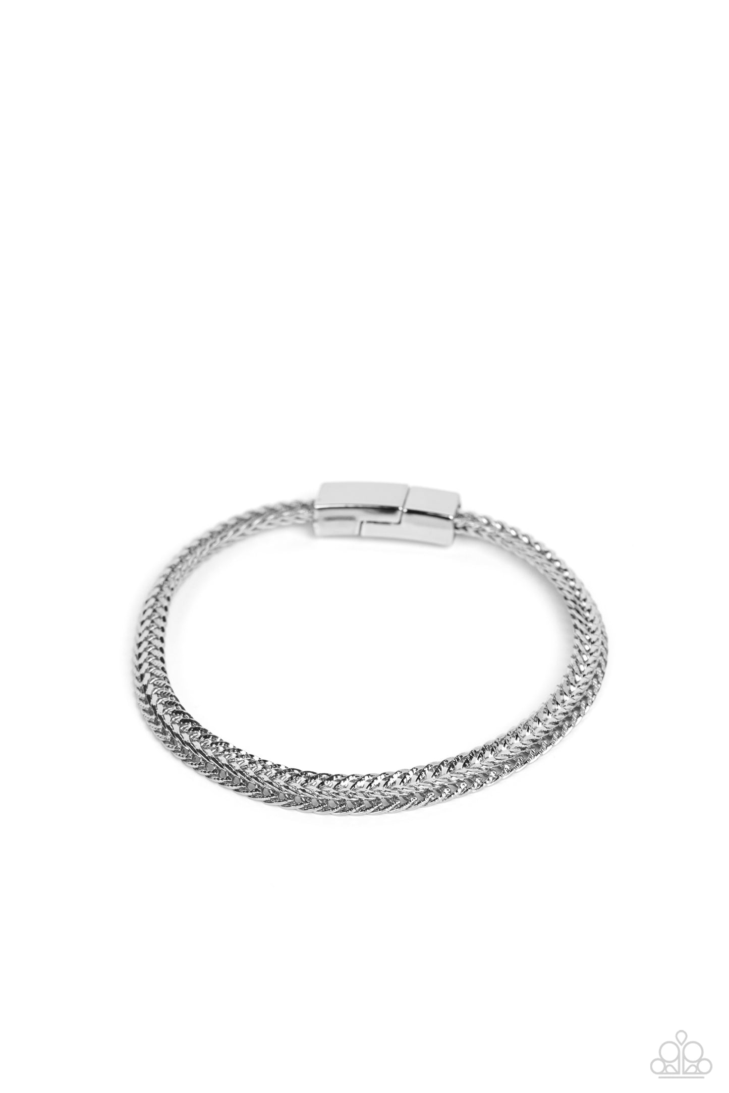 Cable Train - Silver Urban Chain Magnetic Closure Bracelet Paparazzi B1439